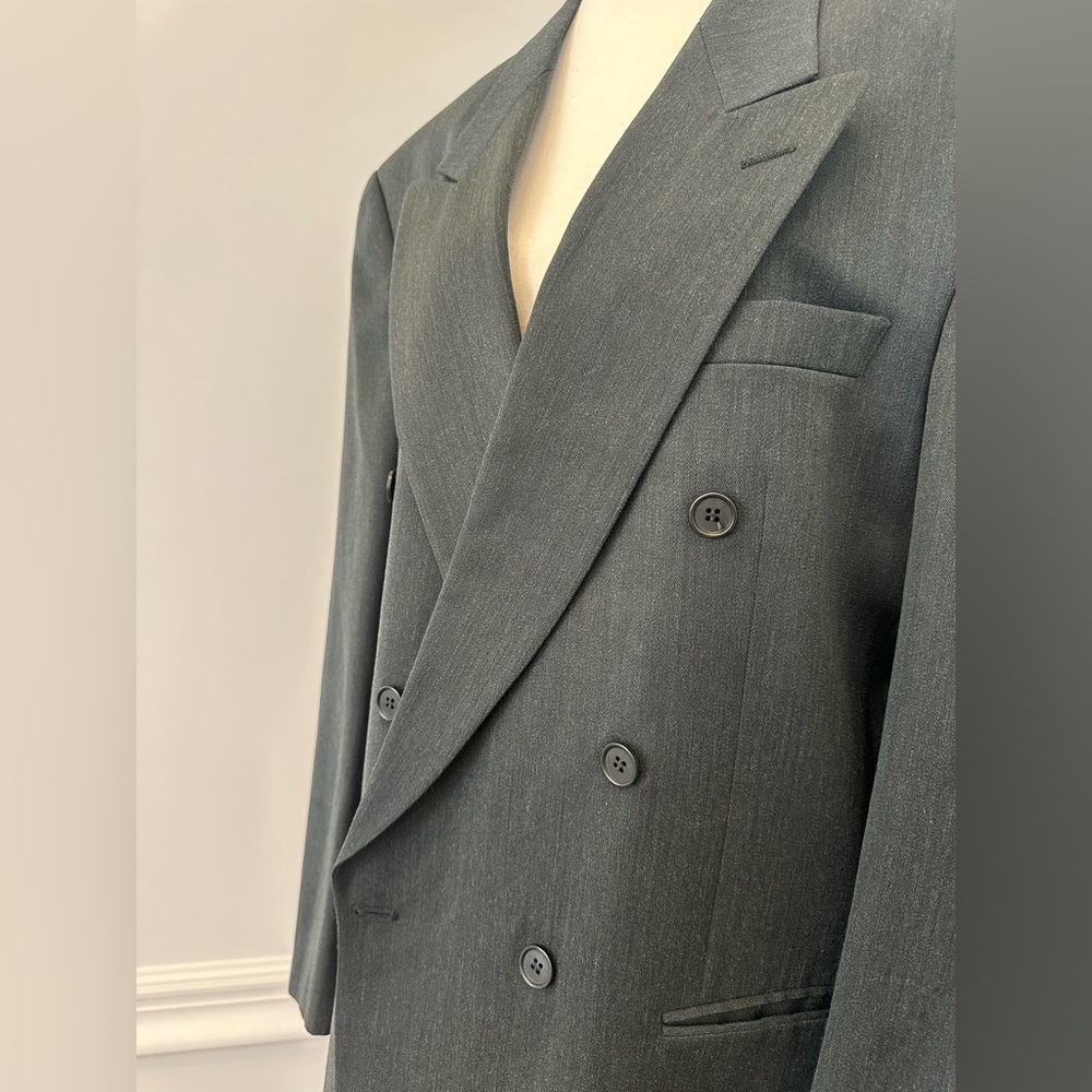 Oscar de la Renta Vintage Dapper Forest Green Double Breasted Blazer (Size 44L) - Picture 2 of 8